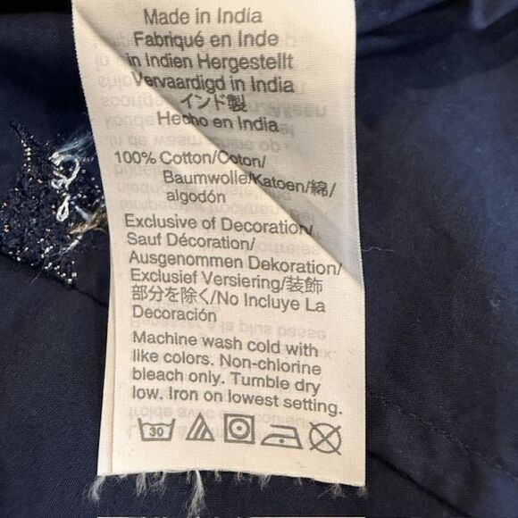 J. Crew Scottie Dogs Embroidered Button Front Shirt Navy Blue Slim Fit Size 8 - Picture 6 of 12